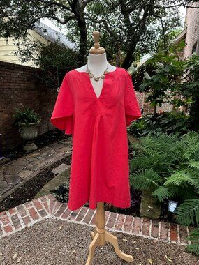 Tuckernuck Pomander Place Red Finley Flutter Sleeve Mini Dress Sz L